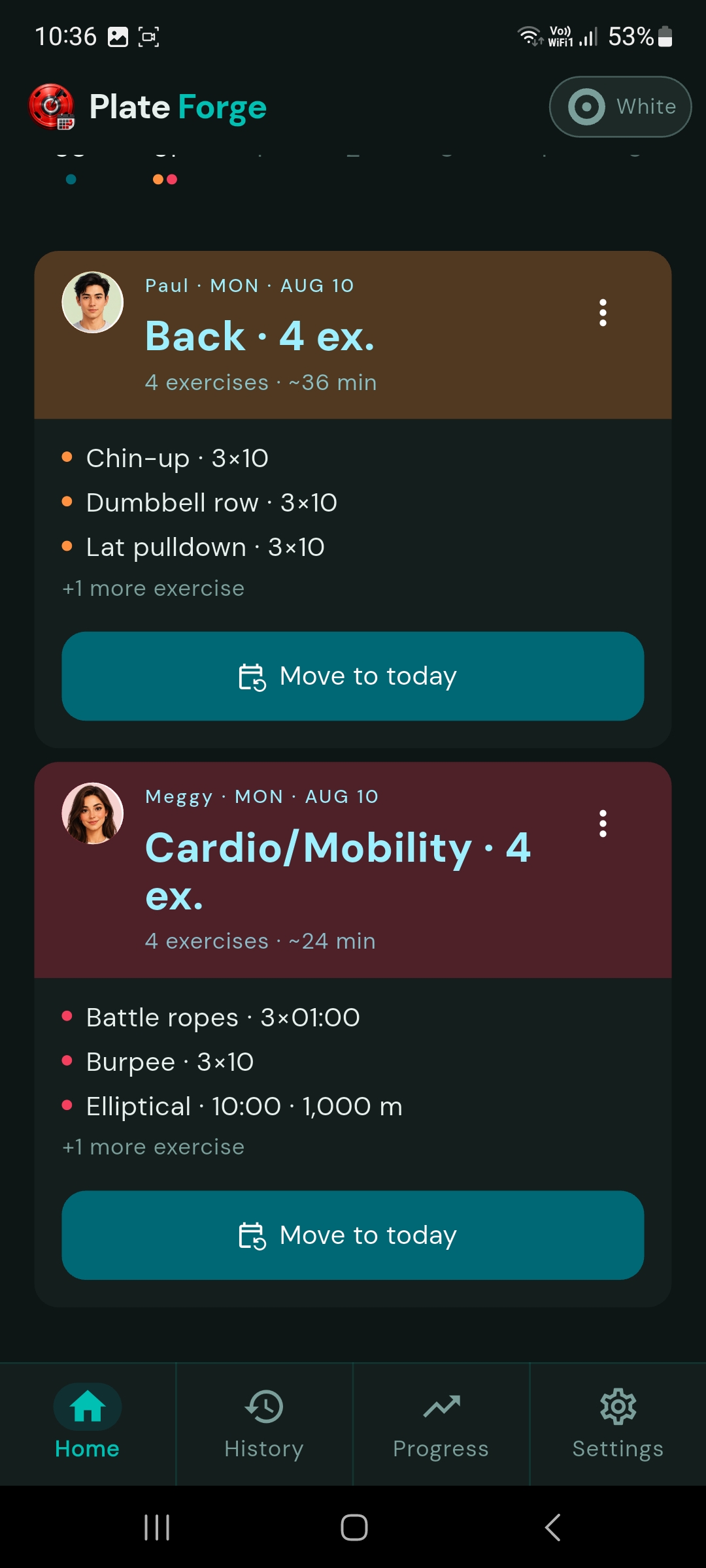 Today's sessions for Paul and Meggy with Move to today